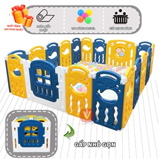 QUÂY CŨI NHỰA GẤP GỌN CHO BÉ - QUÂY CŨI HÌNH CÁ (Tặng bóng + thảm + giỏ đựng bóng)