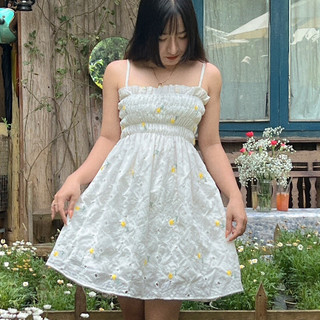 [Bigsize] Đầm 2s nhún ngực vải boi thêu hoa nhí nỗi