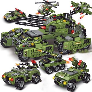 Đồ chơi lắp ráp Xe Tăng 780 chi tiết, 6 mô hình phương tiện chiến đấu, xe bọc thép, máy bay