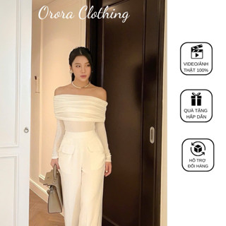 [CHẤT NHŨ ÁNH KIM] Áo Thun Tay Dài Trễ Vai ORORA Đi Chơi Đi Tiệc Sang Trọng Nữ Tính