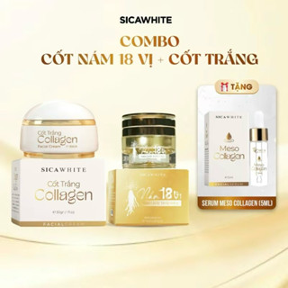 COMBO KEM CỐT TRẮNG COLLAGEN VÀ NÁM 18 VỊ THẢO MỘC TẶNG SERUM MESO