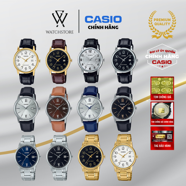 Đồng Hồ Nam Casio Series MTP-V002 Cổ Điển, Sang Trọng Màu Vàng Mặt Kính Khoáng 37mm Dây Da Chính Hãng - WATCHSTORE