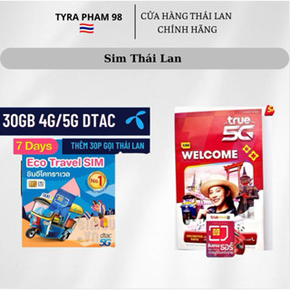[Truemove - Dtac] Sim du lịch Thái Lan 30GB tốc độ cao trong 7 ngày và 30 phút gọi miễn phí