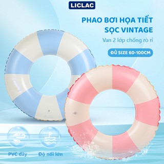 Phao Bơi Hình Tròn Họa Tiết Sọc Vintage chất liệu PVC dày Đủ Size cho trẻ em và người lớn PTR-VTG
