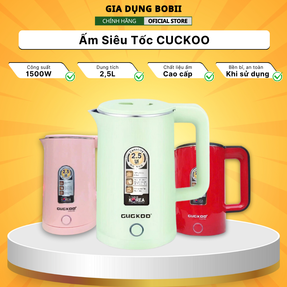 Ấm Siêu Tốc CUCKOO 2IN1,Ấm Đun Nước Kèm Bình Giữ Nhiệt Siêu Tốc Công Suất 1500W Cao Cấp Dung Tích 2,5L Hàng Chuẩn.