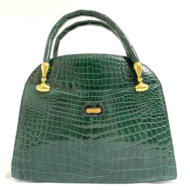 Xách tay cá sấu xanh lá hiệu Bally