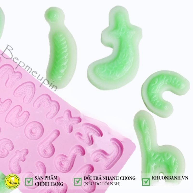 Khuôn silicon chữ 2 làn họa tiết khuôn chữ cái làm socola rau câu