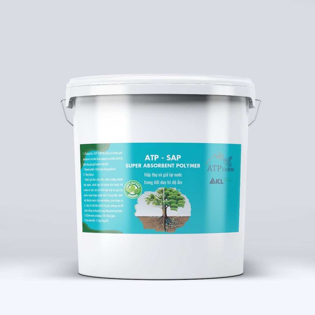 ATP Farm -CHÍNH HÃNG:Thùng 20KG ATP- SAP Super Absorbent Polymer Chất hút nước giữ ẩm đất trong nông