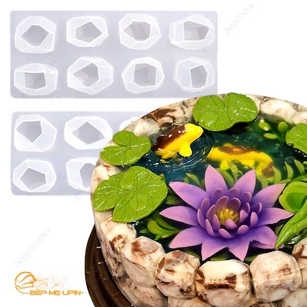 Khuôn silicon vỉ 8 viên sỏi to đá pha lê làm bánh rau câu sinh nhật đá trang trí
