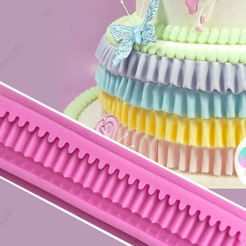 Khuôn silicon viền xếp ly mẫu 2 làm chân váy ốp bánh sinh nhật