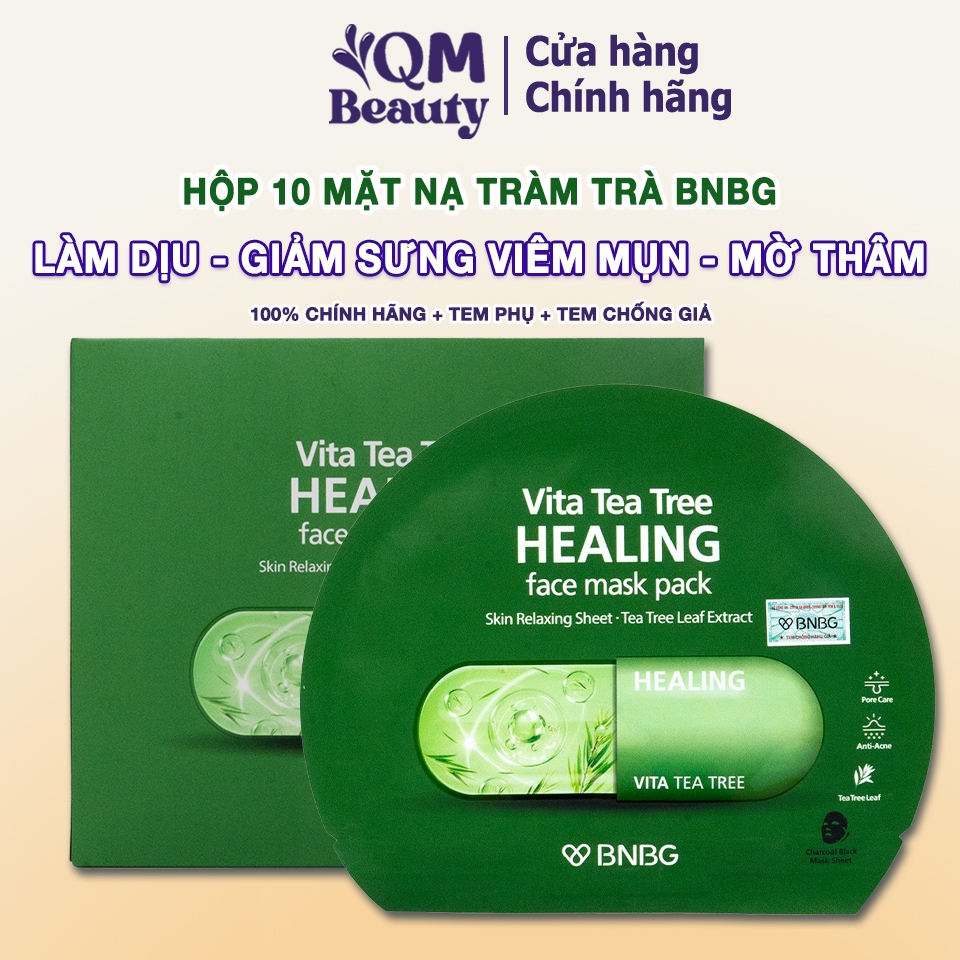 Hộp mặt nạ BNBG Vita Tea Tree Healing Face Mask Pack tinh xuất tràm trà làm dịu, giảm sưng viêm mụn