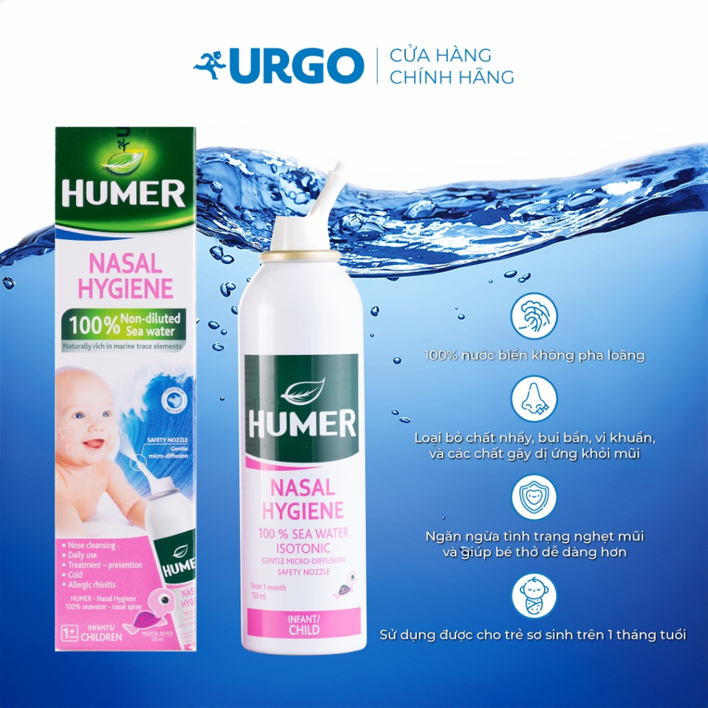 Combo 2 Chai Xịt Mũi Humer Nasal Hygiene Vệ sinh Khoang Mũi Hằng Ngày Cho Trẻ sơ sinh Trẻ Em (150ml)