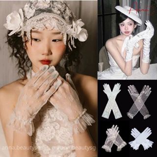 Găng bao tay ren cưới cô dâu trắng thời trang thanh lịch, găng tay cô dâu hở ngón dễ phối đồ