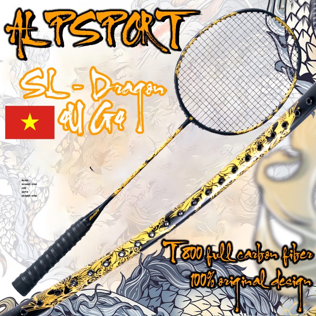 ALP Dragon 4U Căng Max 26LBS 12KG Vợt Cầu Lông Original 100% Full Carbon ALPSPORT Yonex kumpoo Rsl N