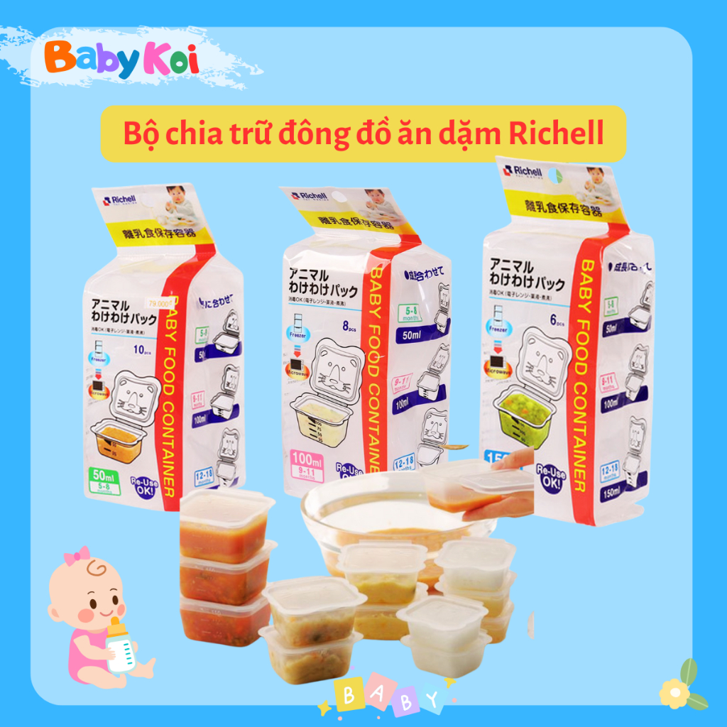 Khay trữ đông RICHELL - Bộ chia thức ăn RICHELL trữ đồ ăn dặm cho bé