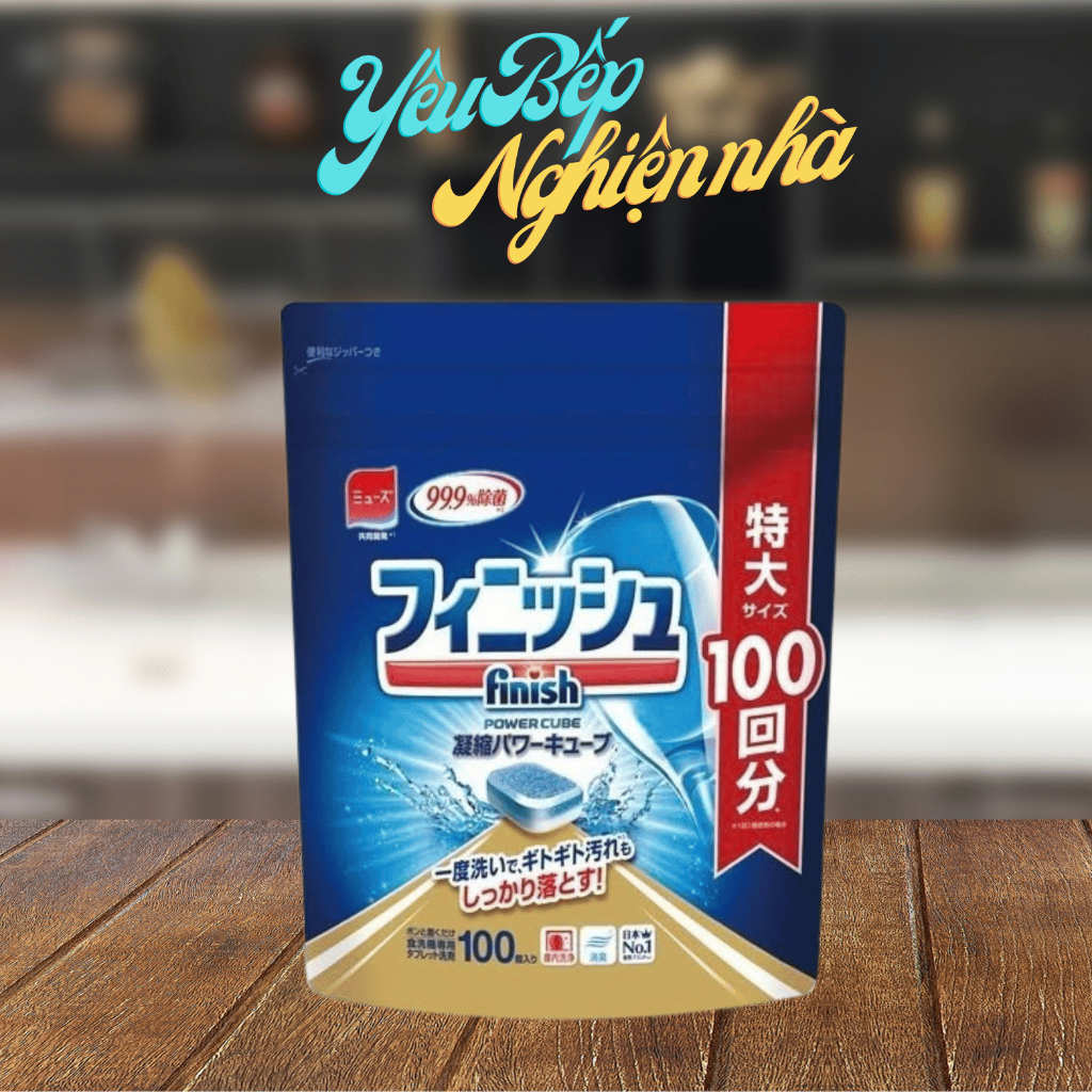 [HCM] Túi Viên Rửa Chén Bát Finish Nhật Bản Power Cube 100 viên chuyên dùng cho mát rửa chén bát