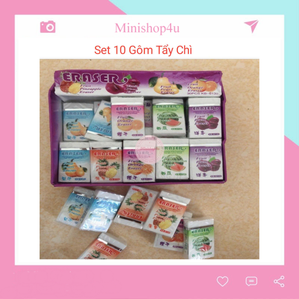Set 10 Chiếc Tẩy Gôm CUTE Cho Học Sinh