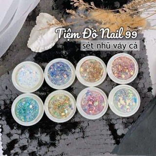 Set nhũ vảy cá 9D kim tuyến trang trí nail - Set nhũ 8 màu đắp gel ẩn