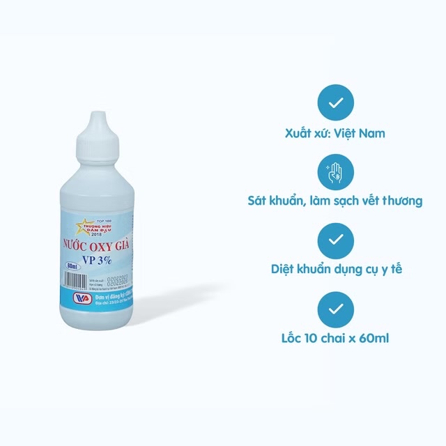 COMBO 10 chai nước Oxy Già 3% 60Ml