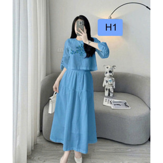 Set Váy Nữ, Đầm Nữ Trung Niên, Set Áo Và Chân Váy, Áo Tay Lửng-XƯỞNG MAY TẬN GỐC