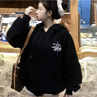  Áo Khoác Hoodie zip hoodie có mũ 2 lớp áo sweater cổ tròn Stu.ssyy dày dặn unisex nam nữ mặc đều đẹp 