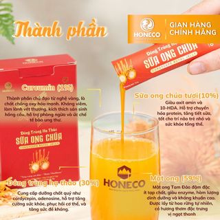 Đông trùng hạ thảo & sữa ong chúa Honeco – Hộp 30 gói