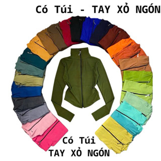 Áo khoác ủ kem Cổ Cao, Có Túi Trước, TAY ÁO DÀI XỎ NGÓN (MÃ C12) Xu Hướng Áo khoác thun gân nhẹ mát