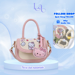  Túi xách nữ LA HANDMADE tự đan da Pu họa tiết hoạt hình mèo Hello Kitty cute thủ công DIY làm quà tặng bạn gái B109 