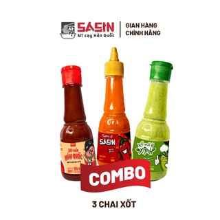 Combo 3 chai xốt chấm Sasin đậm đà hương vị (1 chai muối ớt xanh +1 chai xốt chấm hàn quốc + 1 chai tương ớt) BSET0126