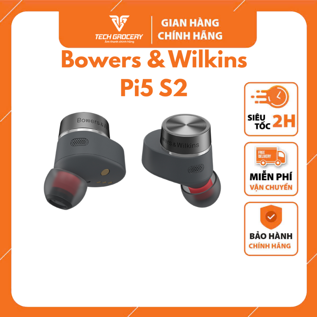 Tai nghe True Wireless BOWERS & WILKINS Pi5 S2- Hàng chính hãng PGI - Bảo hành 24 tháng.