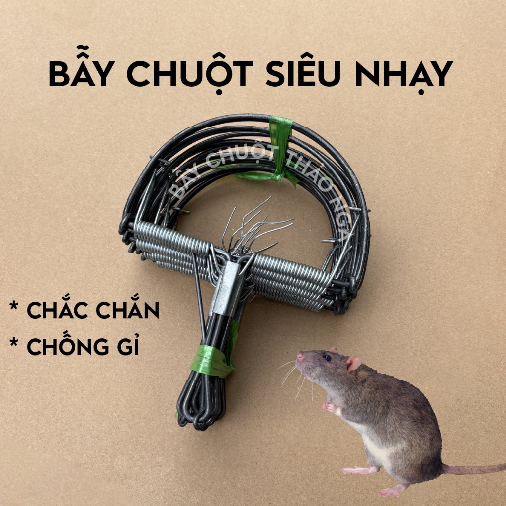 GIÁ TẠI XƯỞNG - Bộ 5 Bẫy Chuột Bán Nguyệt Siêu Nhạy, khung sắt chắc chắn, lò xo bật mạnh, hàng loại 1