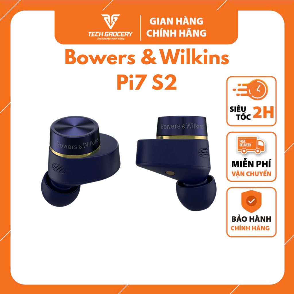 Tai nghe True Wireless Bowers & Wilkins Pi7 S2 - Hàng Chính Hãng PGI - Bảo hành 24 tháng