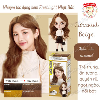 Nhuộm tóc thảo dược FreshLight Milky Color Chính Hãng Nhật Bản Màu Nâu Caramel (Caramel Beige)