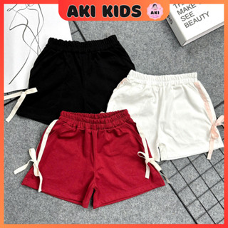  Quần Đùi Bé Gái 2 Sọc Buộc Nơ Siêu Xinh Siêu Đáng Yêu Quần Đùi Bé Gái Dễ Thương 