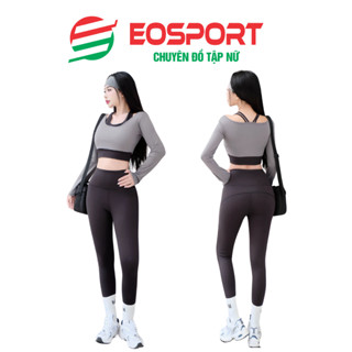 Bộ Tập Gym Yoga Nữ Dài Tay Phối Màu Set Tập Gym Nữ Mùa Đông Quần Dài Áo Croptop Tay Dài Kèm Mút (D07)