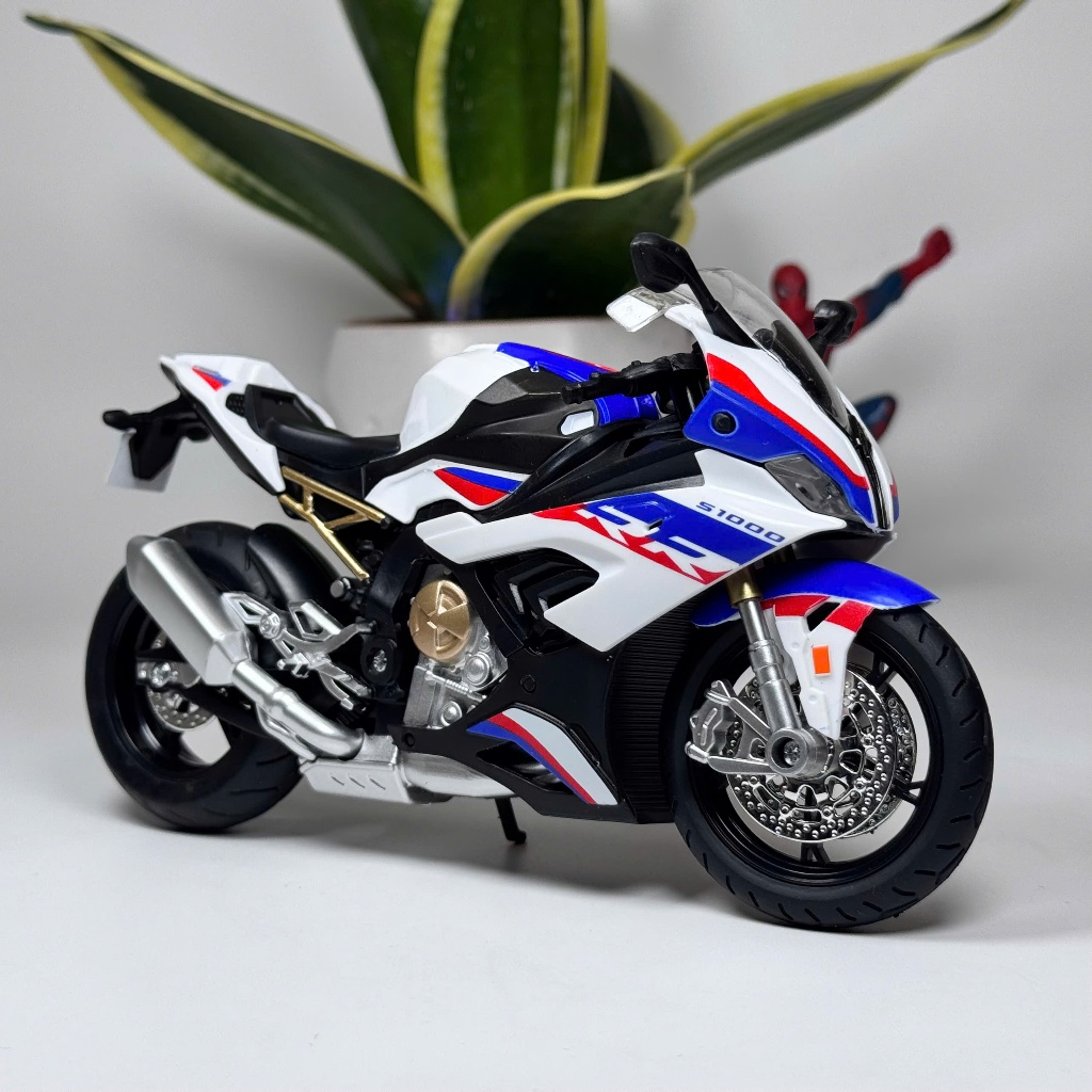 [Có đèn và âm thanh] Mô hình xe mô tô BMW S1000RR tỷ lệ 1:12 bằng hợp kim Tặng biển số VIP