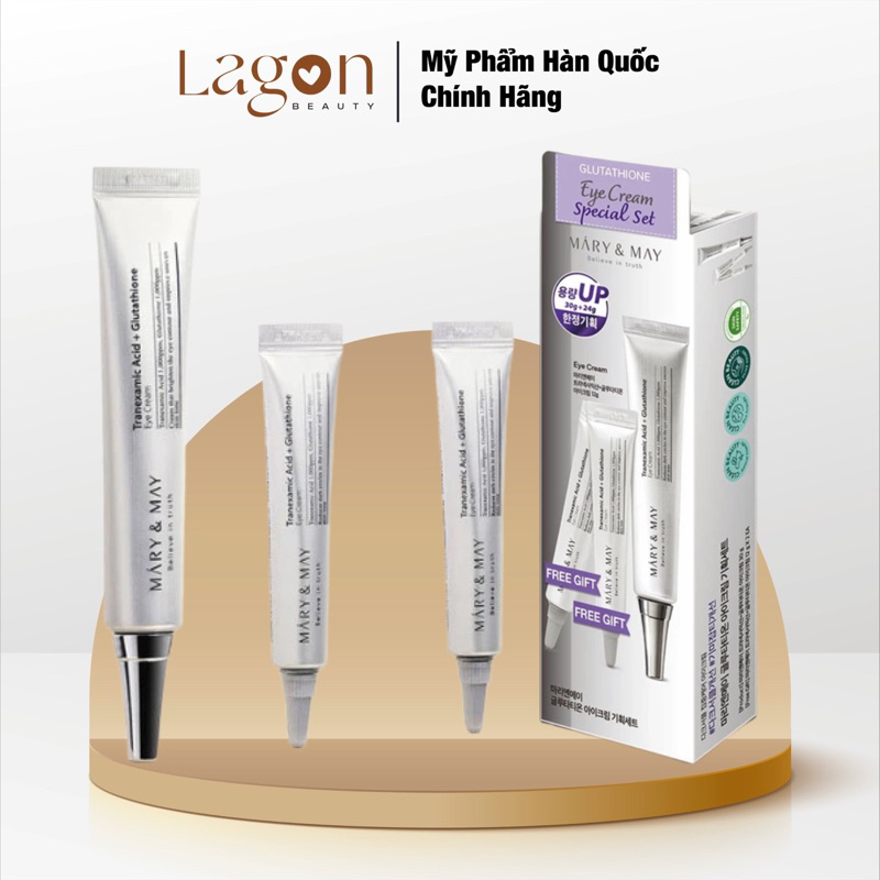 Set Kem Mắt Cải Thiện Vùng Da Quanh Mắt Mary&May Glutathione Eye Cream 30ml + 12ml + 12ml