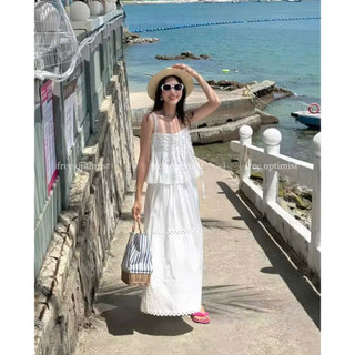 Đầm Đi Biển Maxi, Đầm Váy Maxi Đi Biển Dáng Dài Xòe Hở Lưng Dây Thắt Eo Bính Chất Vải Linen