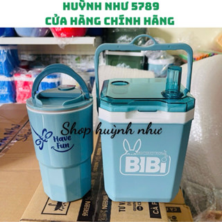   CHÍNH HÃNG Combo bình vuông BIBI 1,2 lít giữ nhiệt + 1 cái ly nắp vận 450ml nhựa tý liên 