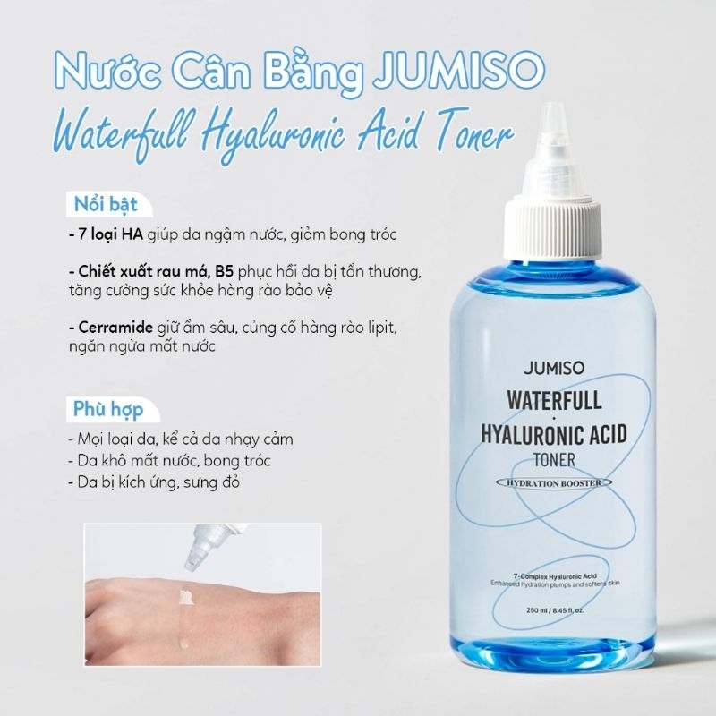 NƯỚC HOA HỒNG SIÊU CẤP ẨM HYALURONIC ACID Jumiso Waterfull Hyaluronic Toner 250ml