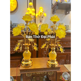  Đèn Thờ 5 Bông Lưu Ly Nhập Khẩu Cao Cấp 