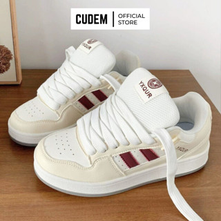 Giày thể thao nữ sọc hoạ tiết 2 sọc da PU chống nước, form cứng cáp, độ bền cao S107