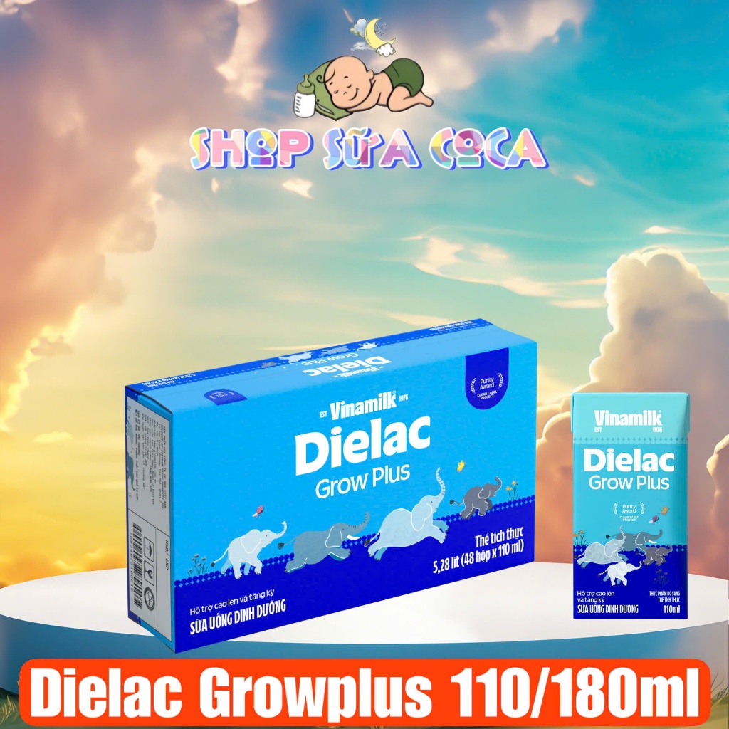 Sữa pha sẵn Dielac Growplus 110ml/180ml (Sữa non thùng 48 hộp)