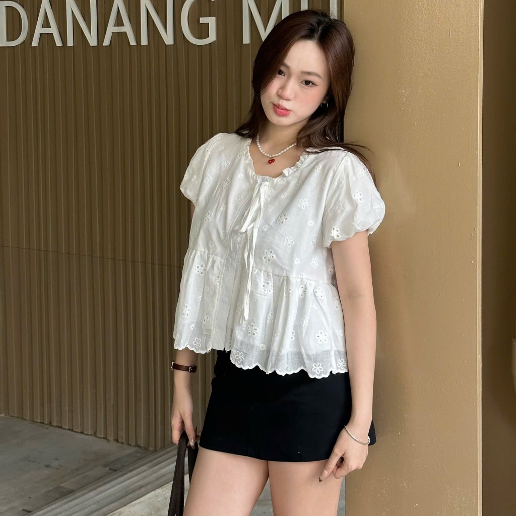 [CÓ BIGSIZE] Áo babydoll AIMEE thô boil phối cổ bèo tay bồng #499 HAVANA AO417 | BigBuy360 - bigbuy360.vn