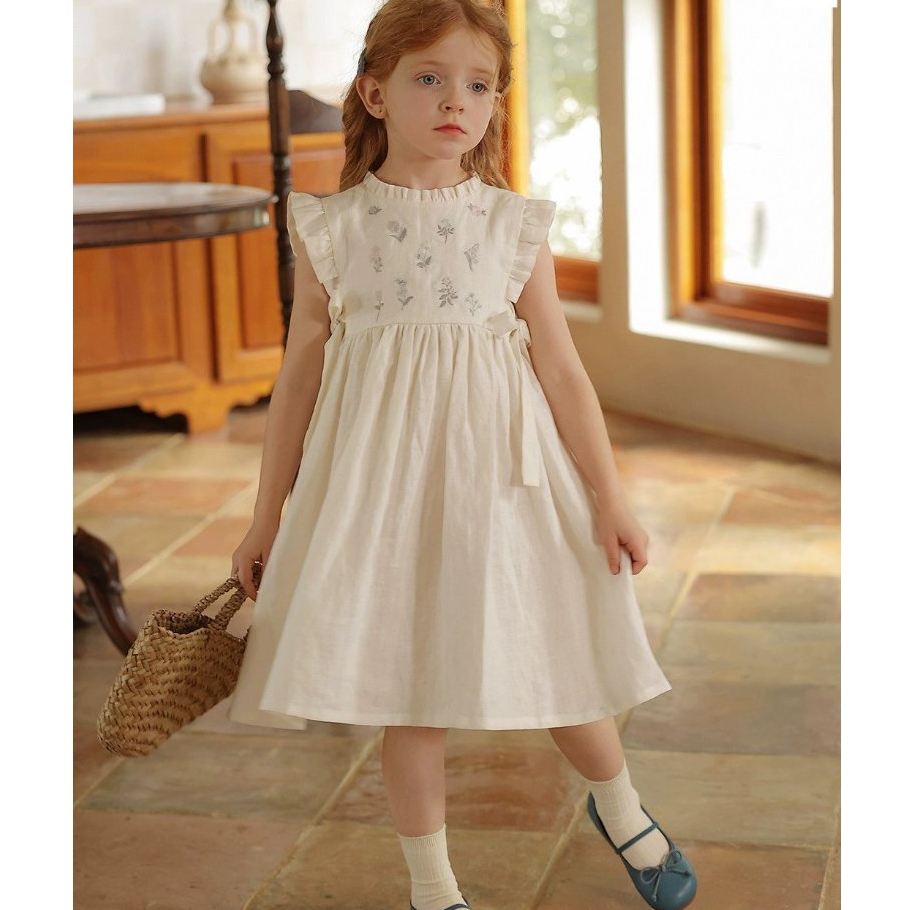    B&G   Váy nàng thơ trong trẻo chất linen mềm mát cho bé gái size bé từ 1-11y 10-43kg  