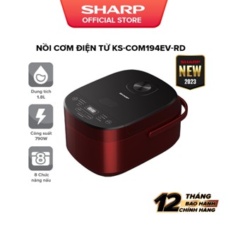 Nồi Cơm Điện Tử Sharp KS-COM194EV-BK/RD 1.8L [8 Chức năng nấu, Công Suất 790W]