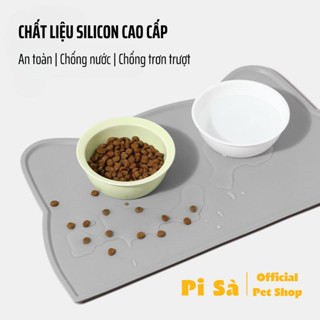 Thảm lót chống đổ chống tràn hình tai mèo thức ăn cho chó mèo chất liệu silicon cao cấp dễ vệ sinh