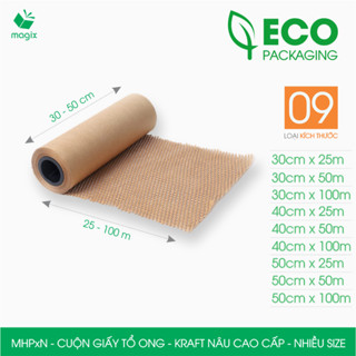 MHPxN - Cuộn giấy tổ ong chống sốc - Nhiều size - Kraft nâu Cao Cấp - Giấy gói hàng, gói quà