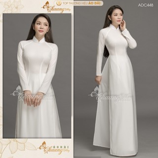 Áo dài trắng cao cấp Chaang may sẵn áo dài nữ truyền thống lụa Mỹ chụp hình dự tiệc cưới đi lễ đẹp ADC448