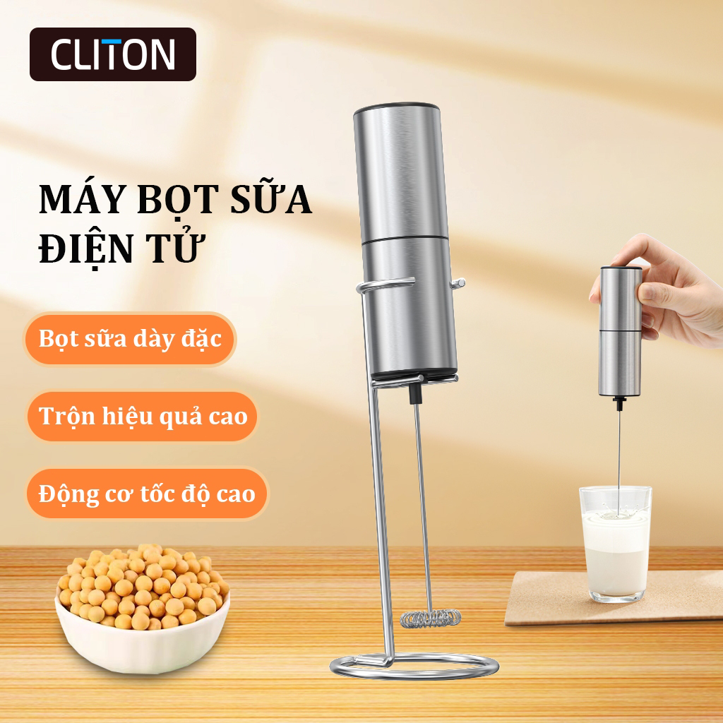 Cliton Máy Bọt Sữa Điện Tử Mini Bằng Thép Không Gỉ 304 Thích hợp cho cà phê DIY và nhà bếp